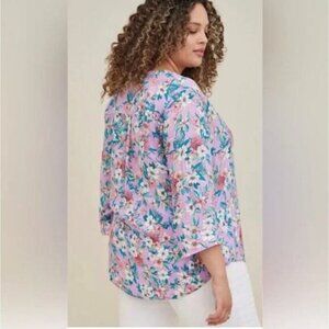 Torrid Harper Blouse Challis Floral Purple Challis Top Women's Size 2X New with
